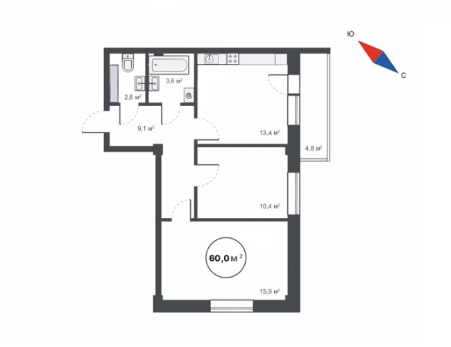 планировка квартиры 60 м2